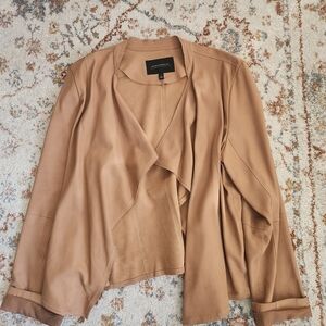 Neiman Marcus Genuine Leather Drape Jacket